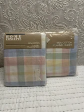 Home Concepts Vintage Sheet King Fitted Flannel Pastel Plaid With Pillowcases