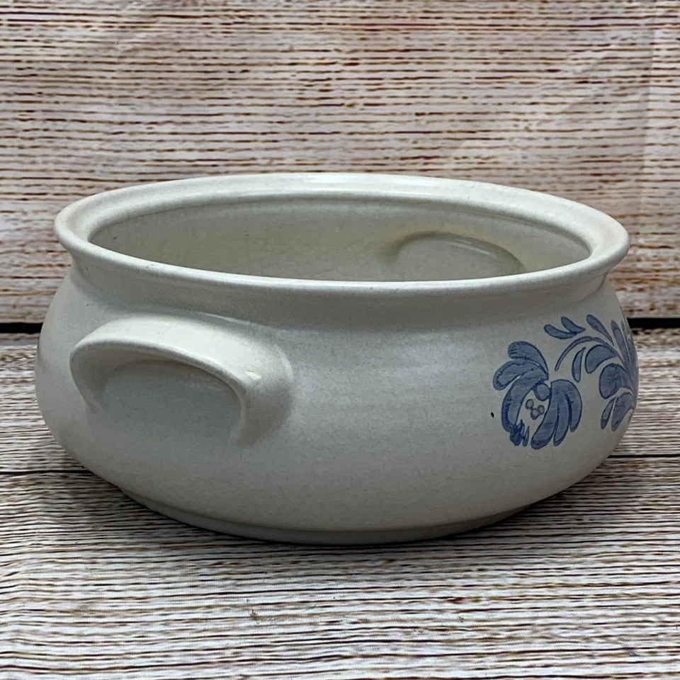 Винтажная синяя цветочная керамическая чаша для запекания Pfaltzgraff Yorktowne 7 дюймов - Изображение 3 из 4