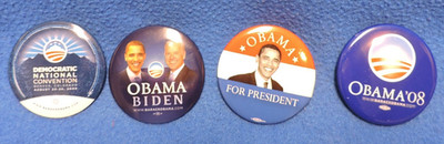 2008 Obama Biden Democrat Presidential Election Campaign 2'' Buttons Lot of 4