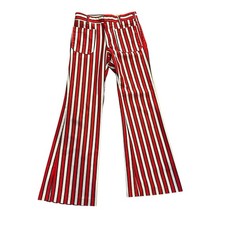 Vintage 70s Striped Flare Bell Bottom Pants High Waist Red White Blue 28