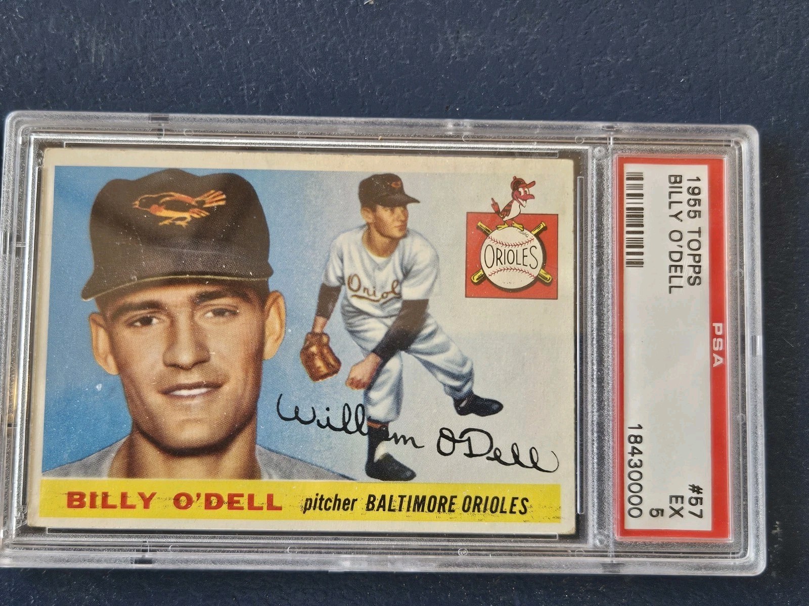 1955 TOPPS #57 BILLY O'DELL RC ORIOLES PSA 5