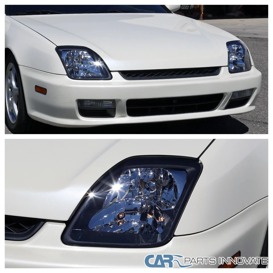 Fits 1997-2001 Honda Prelude Black Headlights Head Lamps Left+Right Assembly Foto 3 de 4