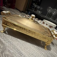 Royal Doulton Gold Floral Rectangular Porcelain Casserole Dish with Lid, Glossy