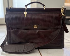 Vintage Jack Georges Cognac Leather Tuscany Executive Briefcase Crossbody