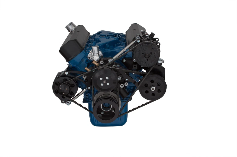 Kit de conversión de correa en V Ford 351W bloque pequeño negro aire acondicionado dirección asistida Saginaw SBF Foto 2 de 4