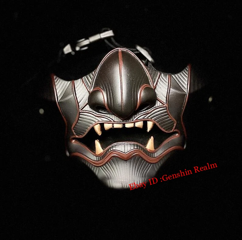 Japanese Hannya Half Face Mask Demon Oni Samurai Noh Kabuki Prajna Devil Masks - Image 4 of 4