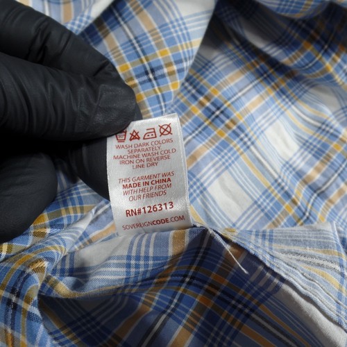 Sovereign Code Shirt Mens Size M Plaid Button-Up Long Sleeve Blue Geometric - Picture 4 of 9