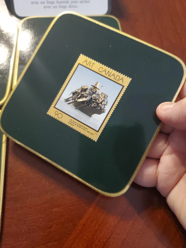 Porta-copos feitos à mão com selo Spirt Of Haida Gwaii Canadá Post Corporation aposentadoria - Imagem 3 de 4