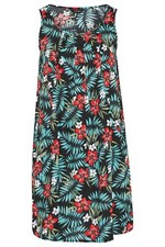 LADIES POCKET TUNIC DRESS BLACK TROPICAL PRINT NEW (ref 391) SALE