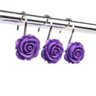 Home Flower Shower Curtain Hooks Flower Anti Rust Shower Curtain Purple Rose