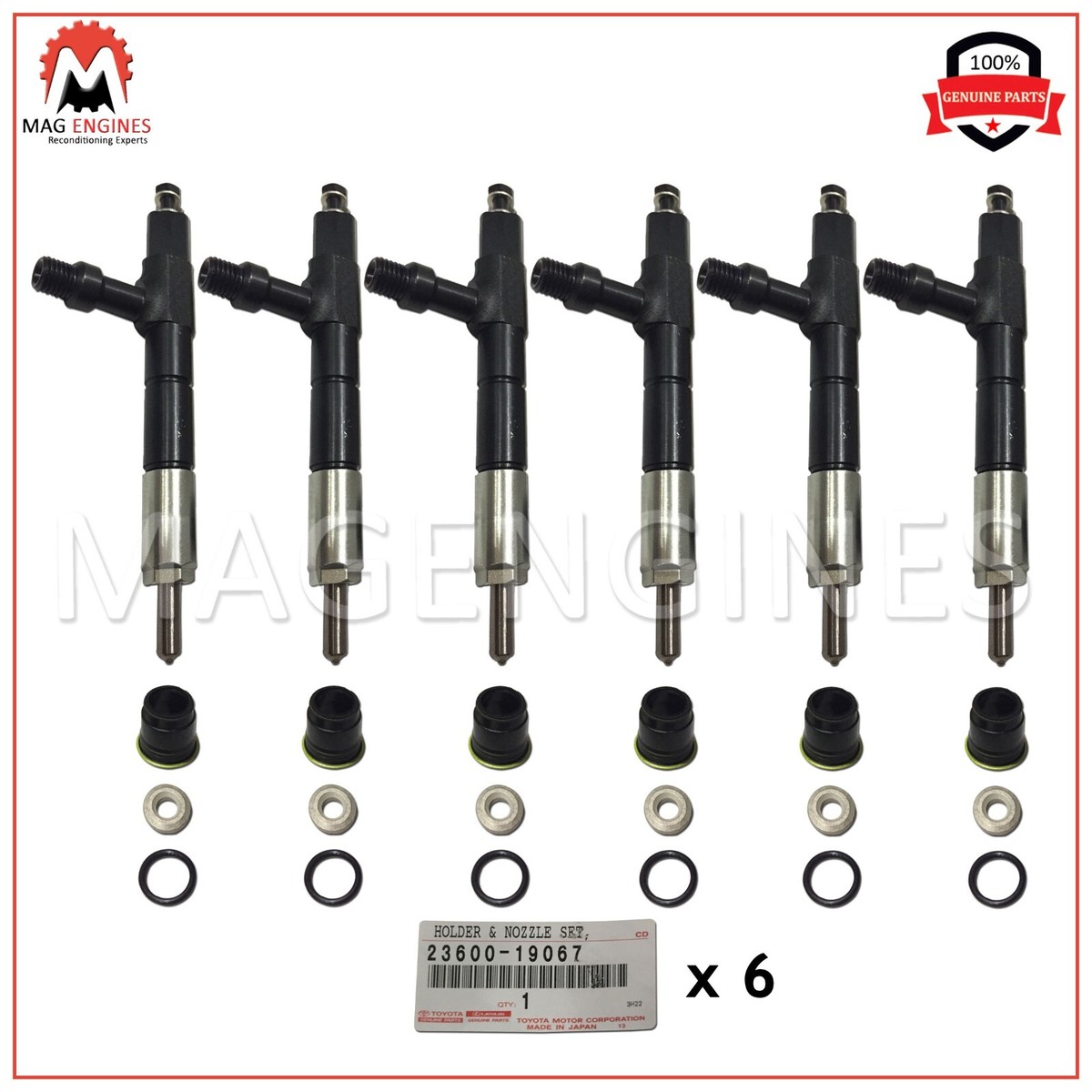 23600-19067 x6 GENUINE OEM HOLDER & NOZZLE SET / FUEL INJECTORS