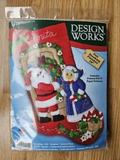Design Works Stocking Santa Mrs Claus Felt Applique Kit 18" NEW 5292 Unopened