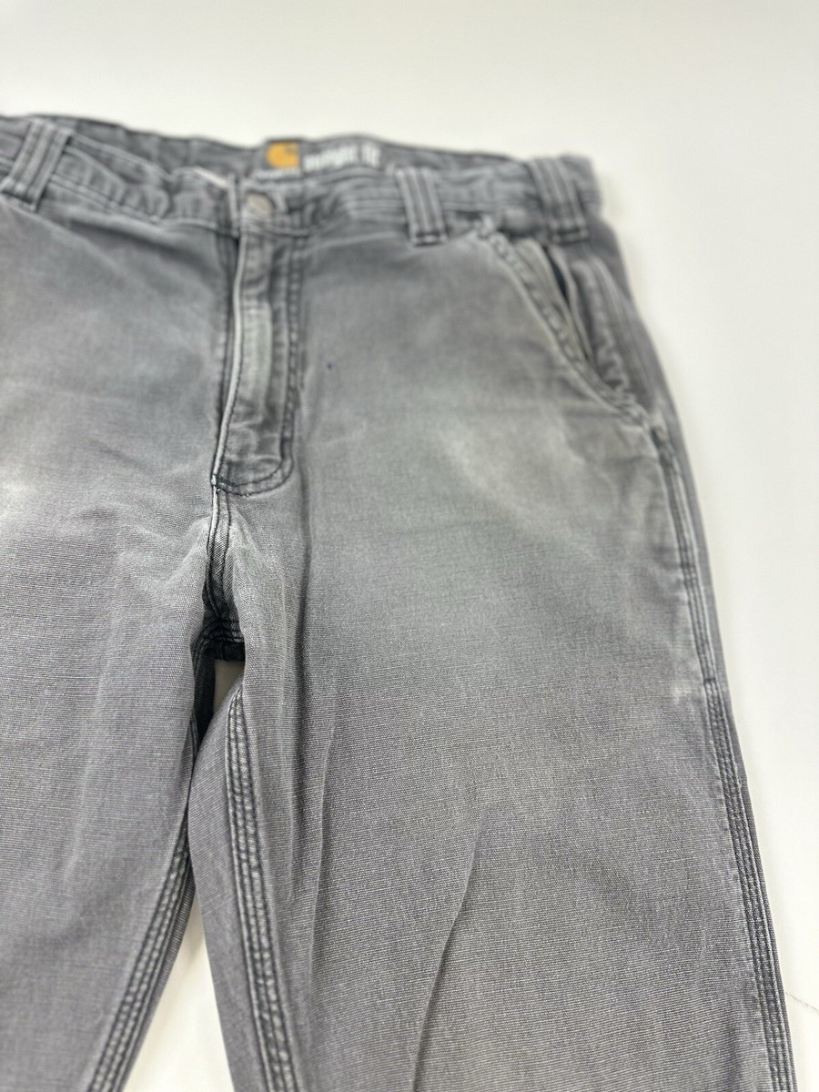 Carhartt Pants Men's 32x30 Tag 32x32 Grey Canvas Distressed Gusset
