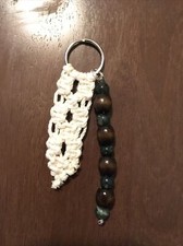 Handmade Macrame and Beaded Keychain