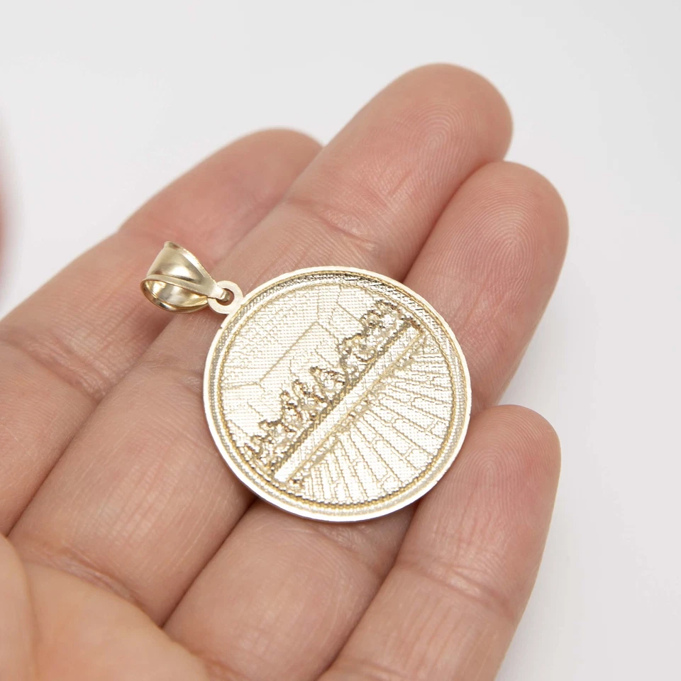 Pingente medalhão última ceia corte diamante ouro branco amarelo 10K real 1 1/2" - Imagem 2 de 4