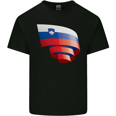Curled Slowenien Flagge Slowenischer Tag Fußball Kinder T-Shirt Kinder