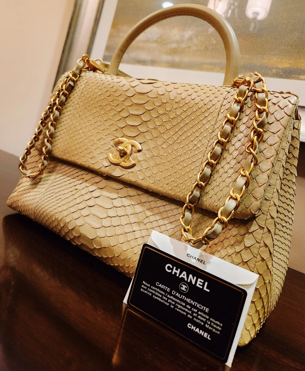 Chanel Black Python Medium Coco Top Handle Bag