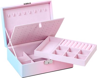 Kendal Gradient 2-Layer Small Jewelry Box Watch Jewelry Organizer Gift w/ Lock