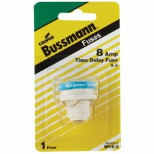  5 -Bussmann 8A BP/S Time-Delay Plug Fuse. Model: BP/S-8
