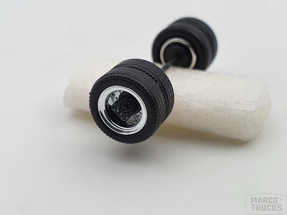 Herpa Radsatz Zugmaschine chrom/schwarz Antriebsachse Lowline 690101i /HR30