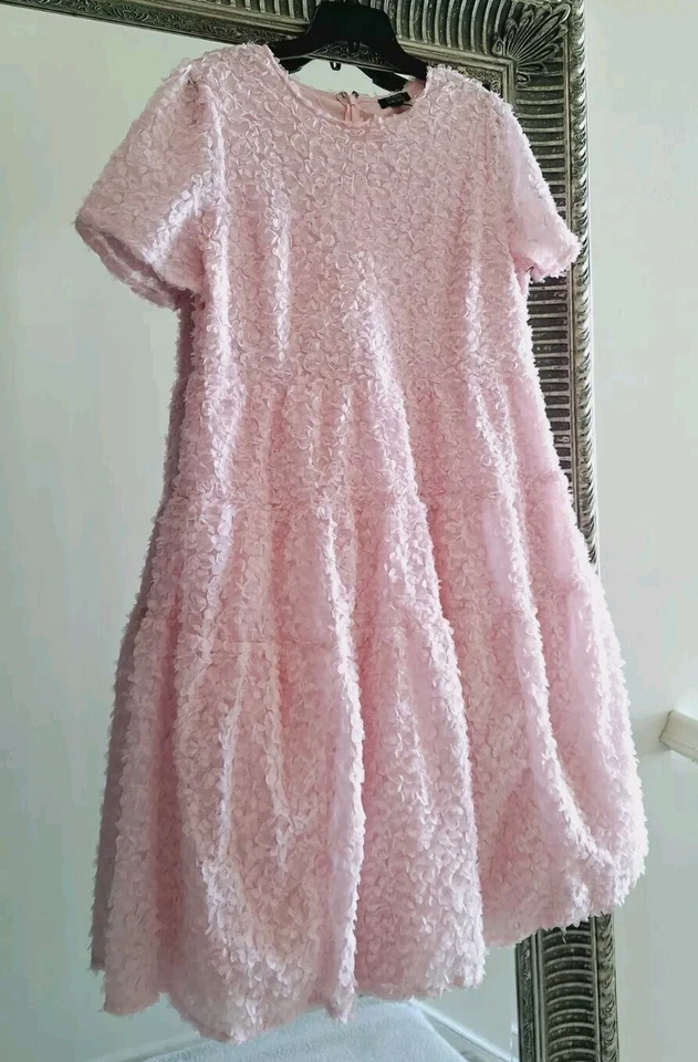 HALOGEN X Atlantic-Pacific Floret Pink Ballerina Midi Dress Size L Org $159 — 第 2/4 张图片