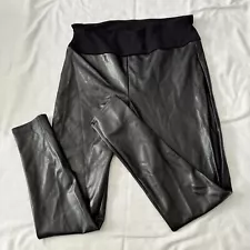SPANX Assets 1X Black All Over Faux Leather Shiny Leggings Slimming Party