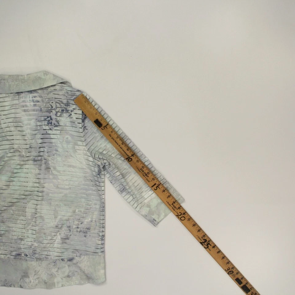 Chaqueta ligera Zenergy Chico's para mujer cremallera completa talla 2 (L) azul rayas transparentes Foto 4 de 4