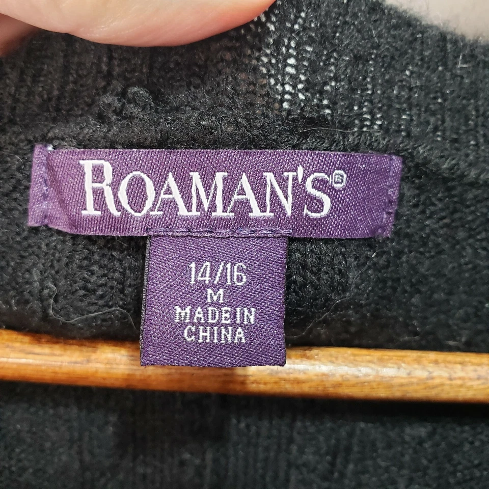 NWOT Roaman's Black Wool Blend V-Neck Sweater Plus Size 14/16 - Image 2 of 4
