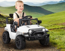 6V Kids Ride On Truck Car LED Parent Remote Control Jeep White Ages 3 to 5 Gift