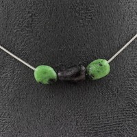 Halskette 3 Perlen Epidot Aus Myanmar (Birma) . Kette Stahl Halskette Damen