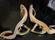 Aminah Aboul Jillil INC International Concepts Shoes Gold Shape Heels Sz 6.5 hlc