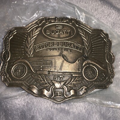 Brass 57 Ettore Bugatti Eb Molsheim Supercar Classic Car 70 Vintage Belt Buckle