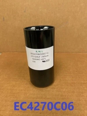 MOTOR STARTING BMI Genuine Baldor 091A270B250CE7A Capacitor 270-324UF 250V EC4270C06 USA! NEW!!