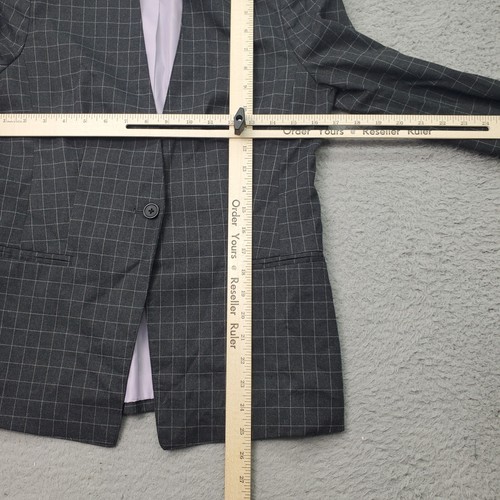 Banana Republic Blazer Women Sz 4 Gray Check Vented Lined Inverted Collar Button - Picture 5 of 5