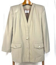 Kasper ASL Women 2PC Olive / Sage Green Polyester Skirt Suit Formal Size 14