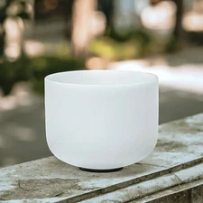 440Hz 8"F Heart Chakra Frosted Quartz Crystal Singing Bowl for Sound Healing