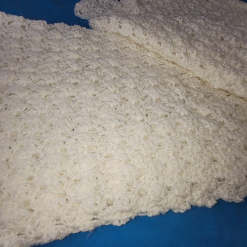 Manta afgana de ganchillo hecha a mano 37 x 38 blanca bebé/tiro/decoración