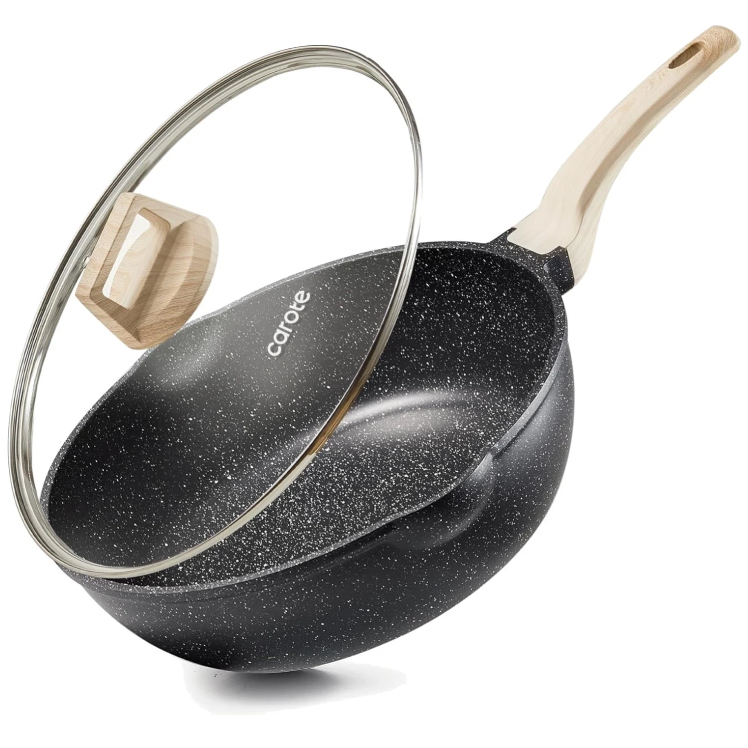 Induction Cookware Set, Deep Frying Pan with Lid - Nonstick