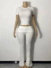 Organics Cotton Spandex  T Shirt Set Flare Bottoms.