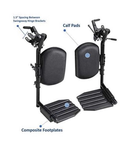 Invacare Wheelchair Elevating Legrests, Composite Footplates, Padded Calf Pads, - Picture 2 of 2