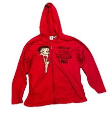 Vintage Betty Boop You re not the boss of me Womens Zip Red Sweatshirt Hoodie