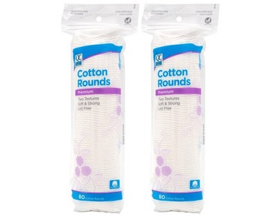 Quality Choice COTTON ROUNDS Premium Soft & Strong, 80EA - Lint Free - 2 Pack