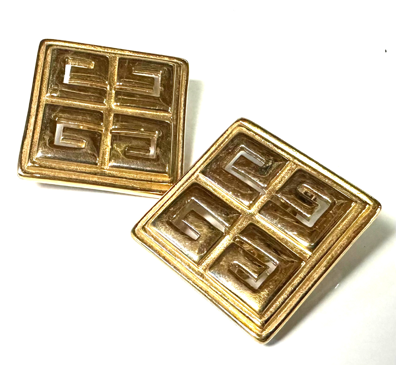 Signed GIVENCHY PARIS NEW YORK Vtg Gold Tone Clip-on Earrings Jewelry Lot K