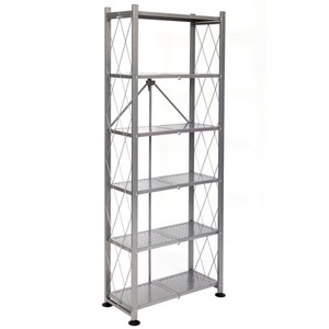 Origami RB Foldable 6 Tier Rack with Wheels Tall/Slim Model, Silver, Refurbished
