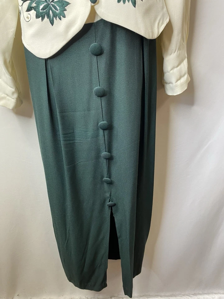 Vestido Vintage K Mujer Talla 16W 80’s Damas Bordado Navidad Vacaciones Regal Foto 3 de 4