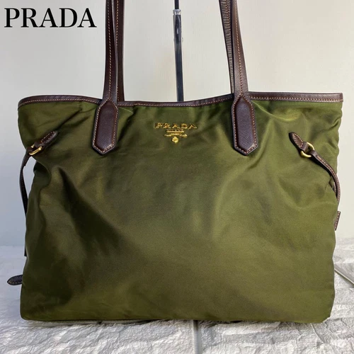PRADA Prada Tote Bag Nylon Leather Green