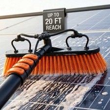 Solar Panel Cleaning Brush with 20 Ft Extension Pole   Water Fed Pole Brush with