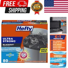 Hefty Ultra Strong 13 Gallon Trash Bags, Black Tall Kitchen Trash Bags 13 Gallon