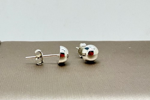 Half Ball Stud Earrings Genuine Sterling Silver 925 High Polish Sizes 6mm 8mm - Picture 11 of 13