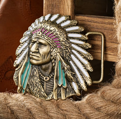 Indianer Gürtelschnalle für Wechselgürtel  Western Belt Buckle Cowboy Cowgirl